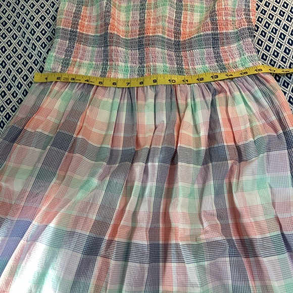 J. Crew Pastel Plaid Sleeveless MIDI Dress Smocked LG Spring Beach Cruise - Picture 8 of 8